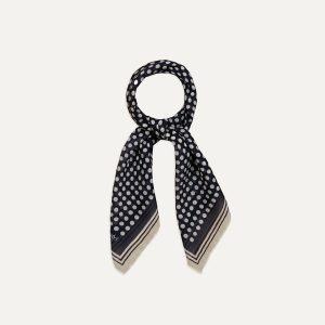 Navy Spots Print Silk-Cotton Bandana