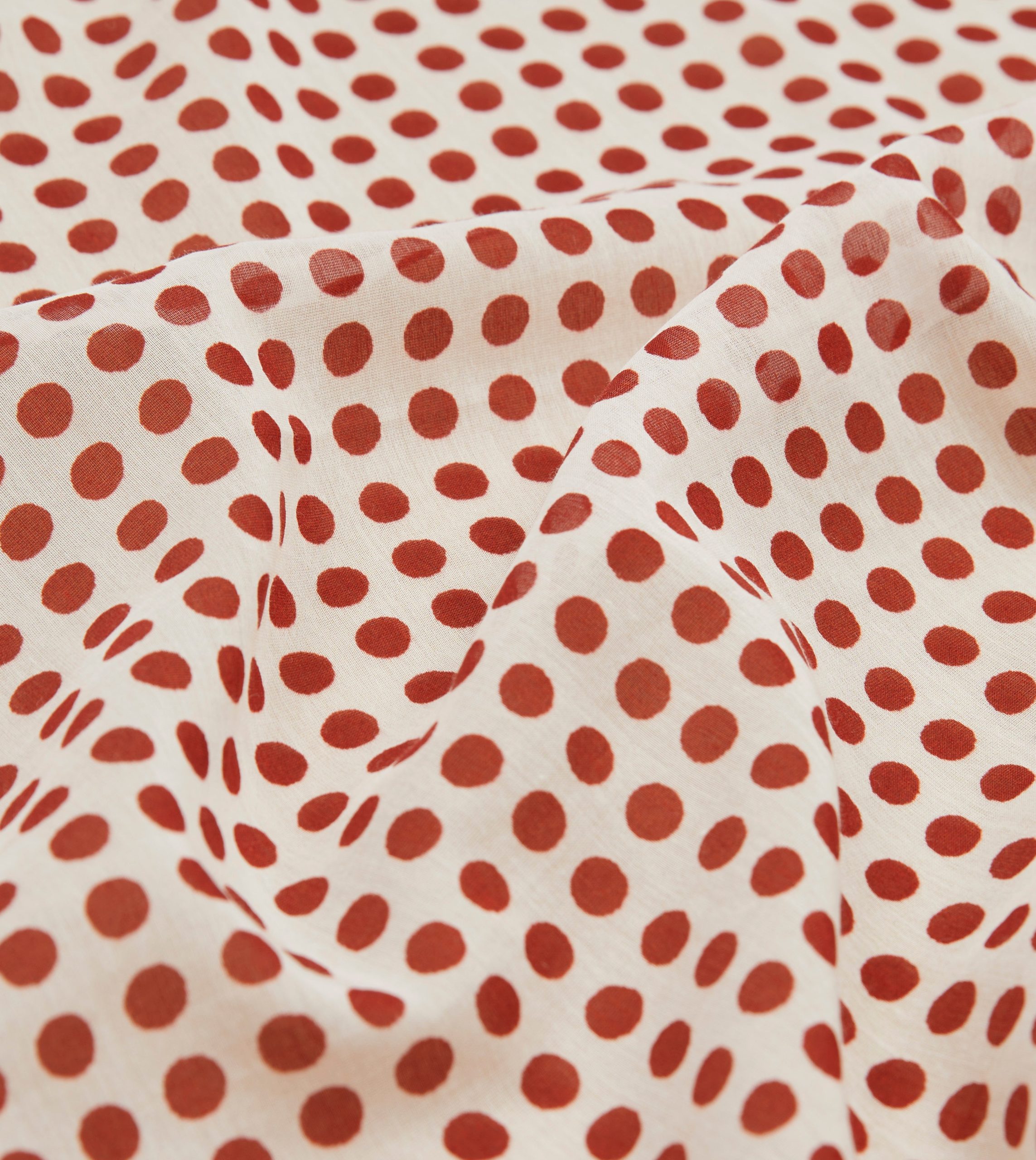 Ecru and Red Spots Print Silk-Cotton Bandana - Image 2