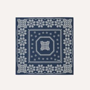 Navy Traditional Print Silk Bandana