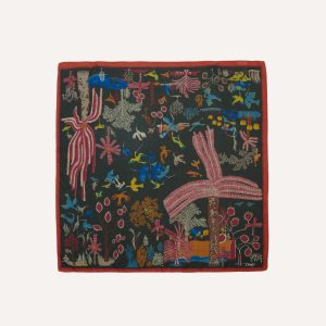 Green Palm Print Wool-Silk Bandana