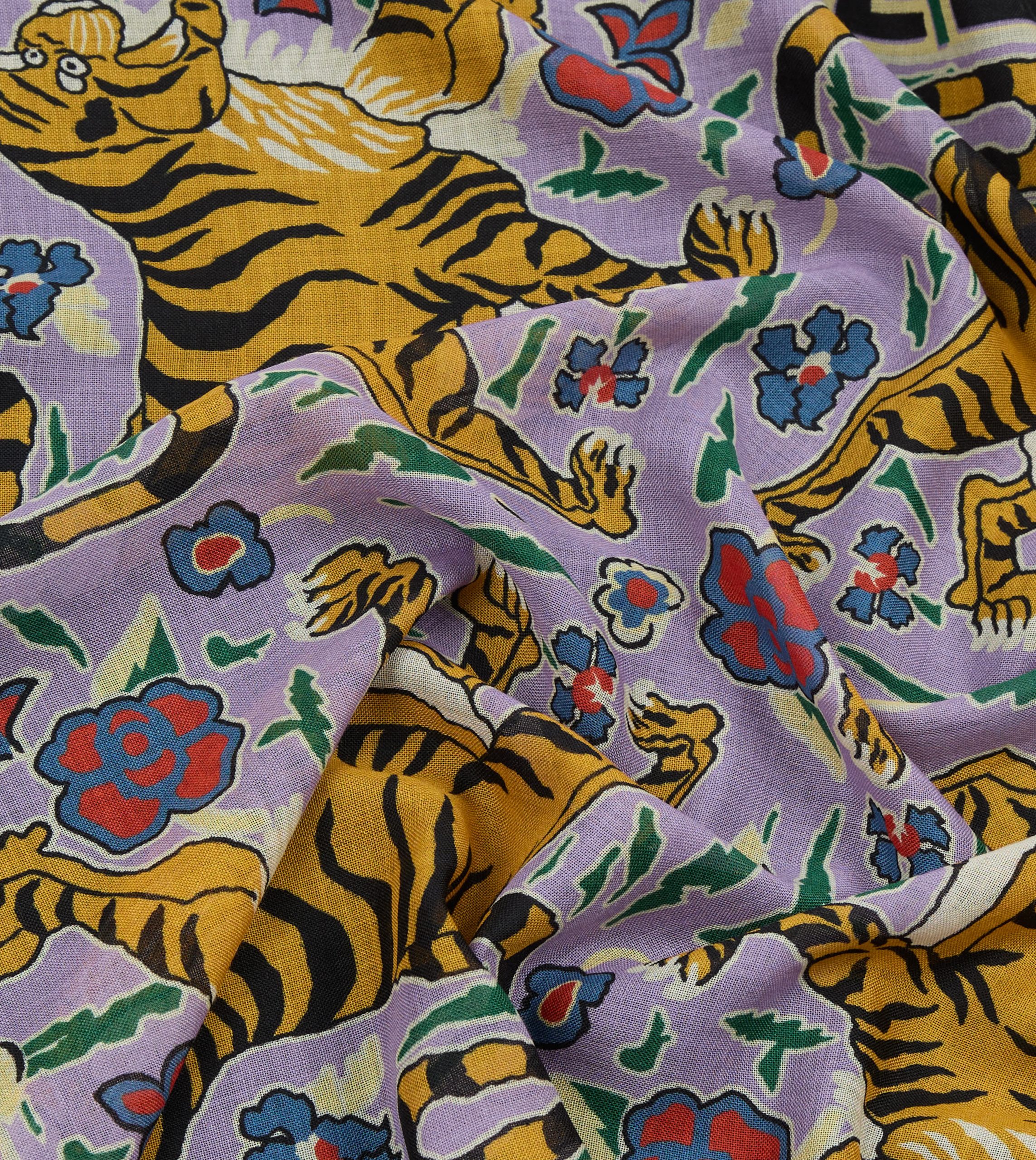 Shoyoroll by Drake's Tiger Print Wool-Silk Bandana - Image 2