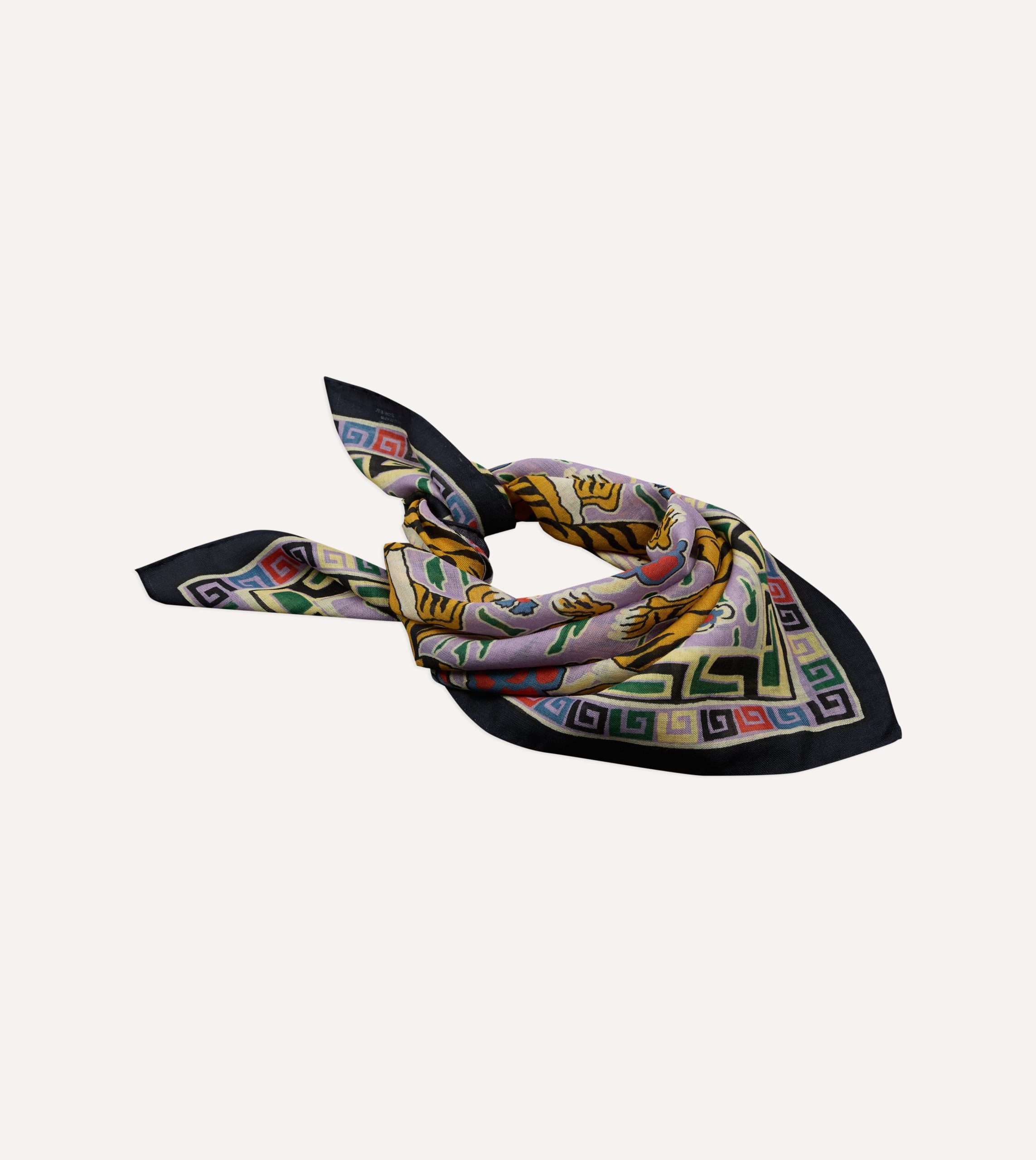 Shoyoroll by Drake's Tiger Print Wool-Silk Bandana - Image 4