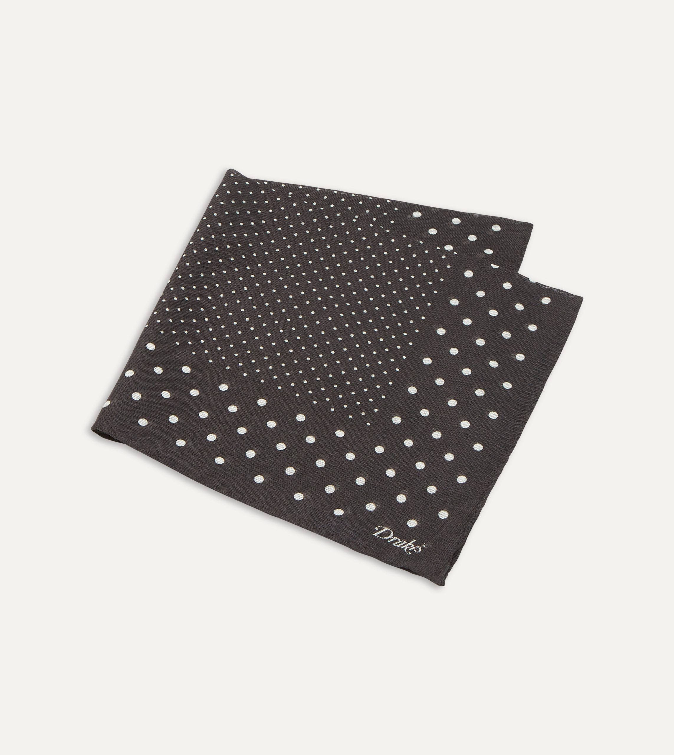 Brown Spots Print Wool-Silk Pocket Square - Image 3