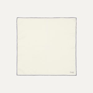 Ivory and Blue Shoestring Border Silk Pocket Square