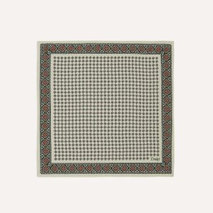 Ecru Vintage Tile Print Silk Pocket Square
