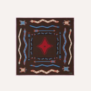 Brown and Pink Tribal Print Silk Pocket Square