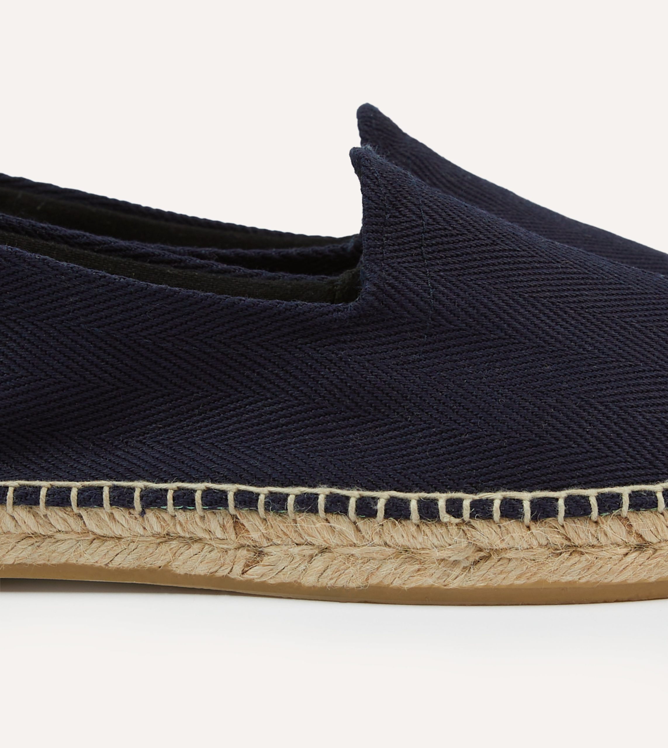 Navy Herringbone Cotton Espadrilles - Image 3
