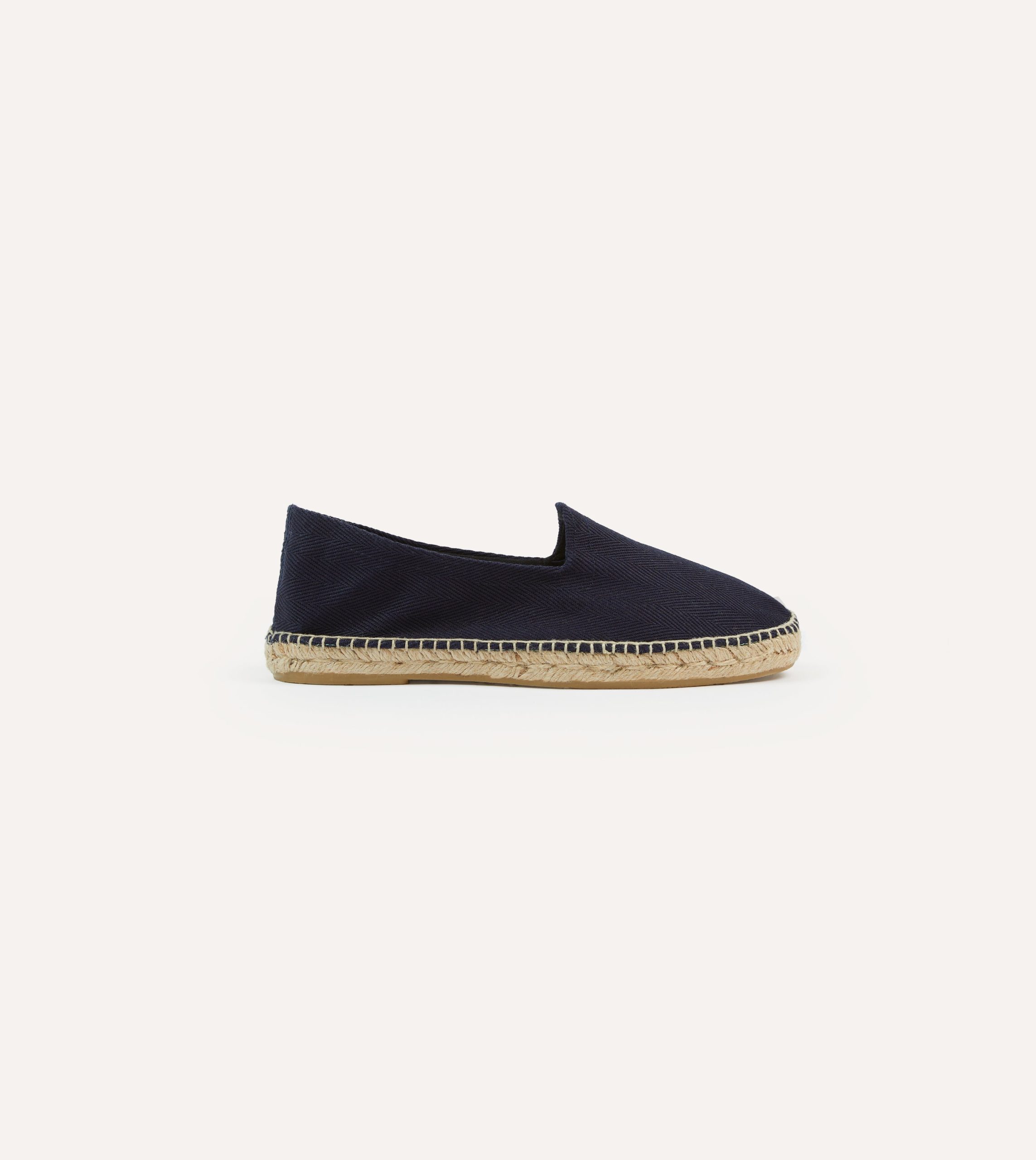 Navy Herringbone Cotton Espadrilles - Image 6