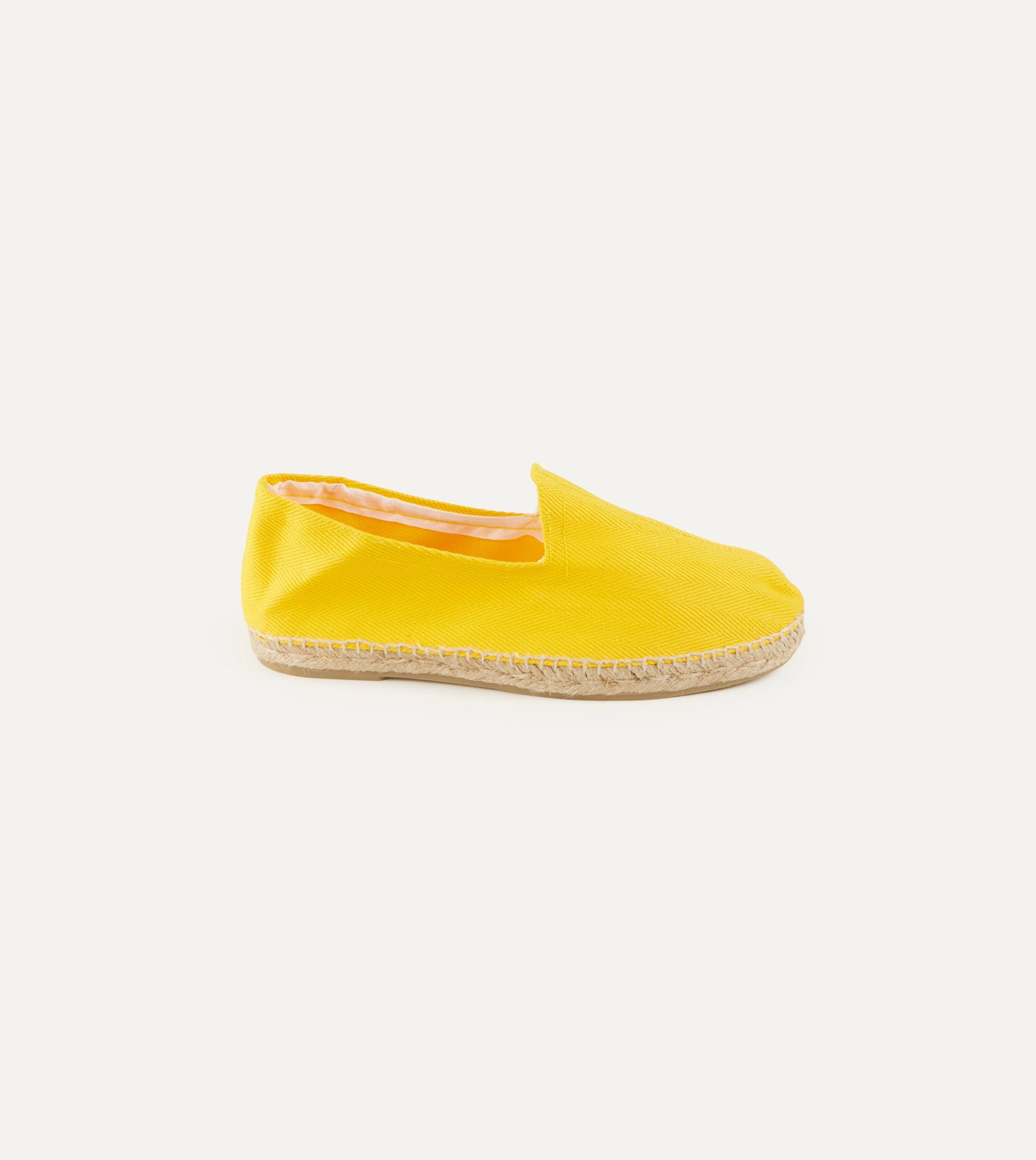 Yellow Herringbone Cotton Espadrilles - Image 4