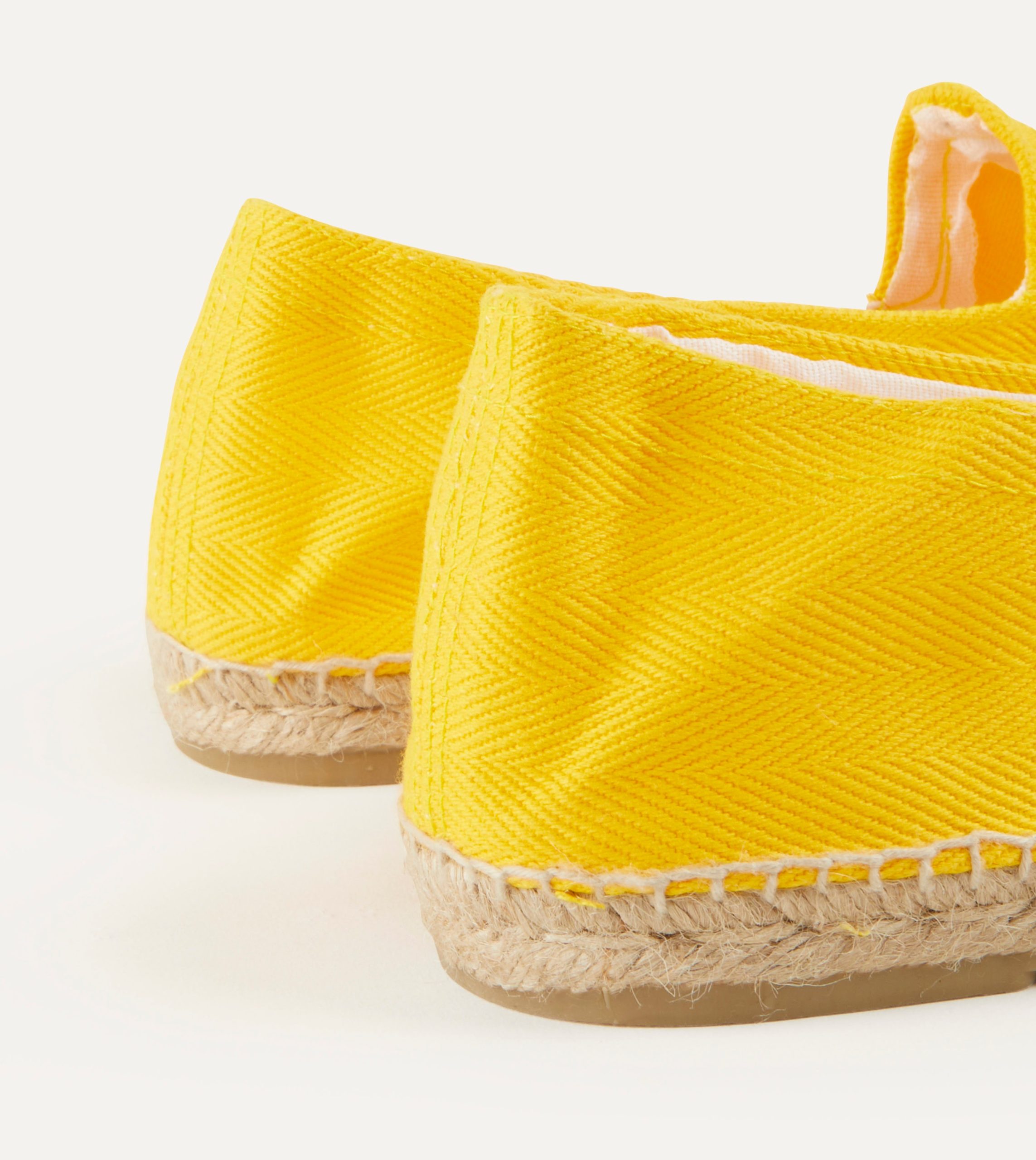 Yellow Herringbone Cotton Espadrilles - Image 6