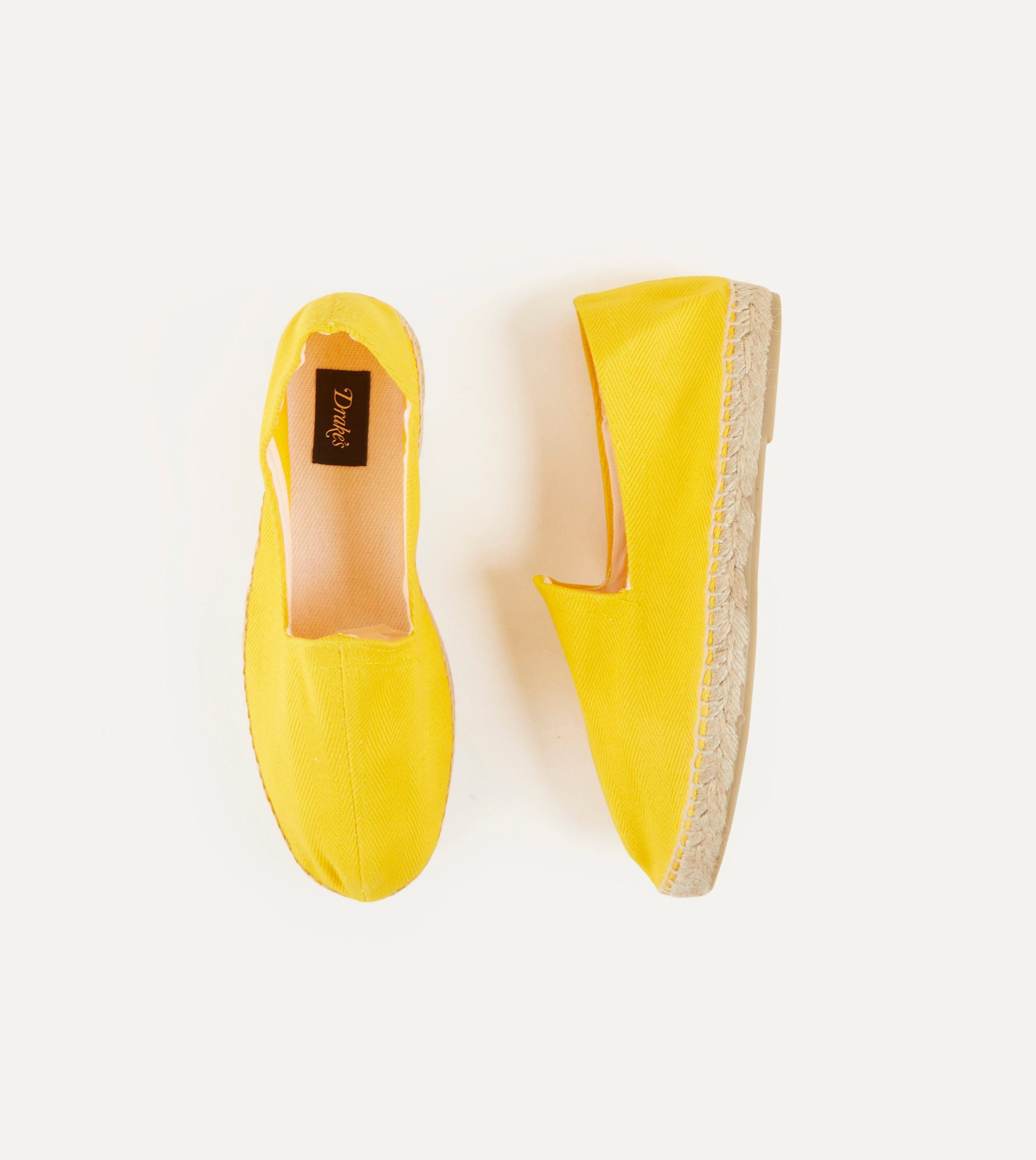 Yellow Herringbone Cotton Espadrilles - Image 3