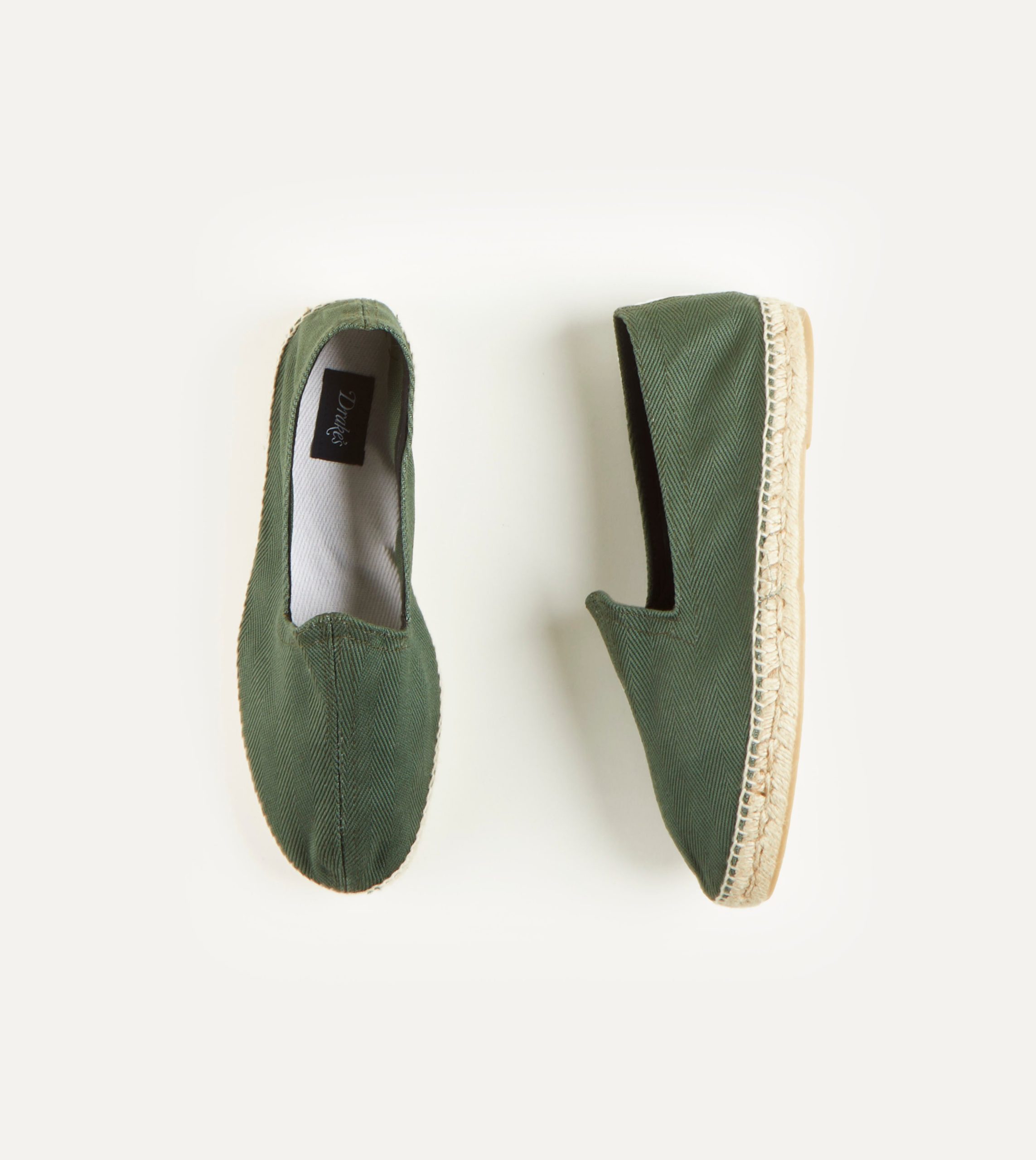 Green Herringbone Cotton Espadrilles - Image 3