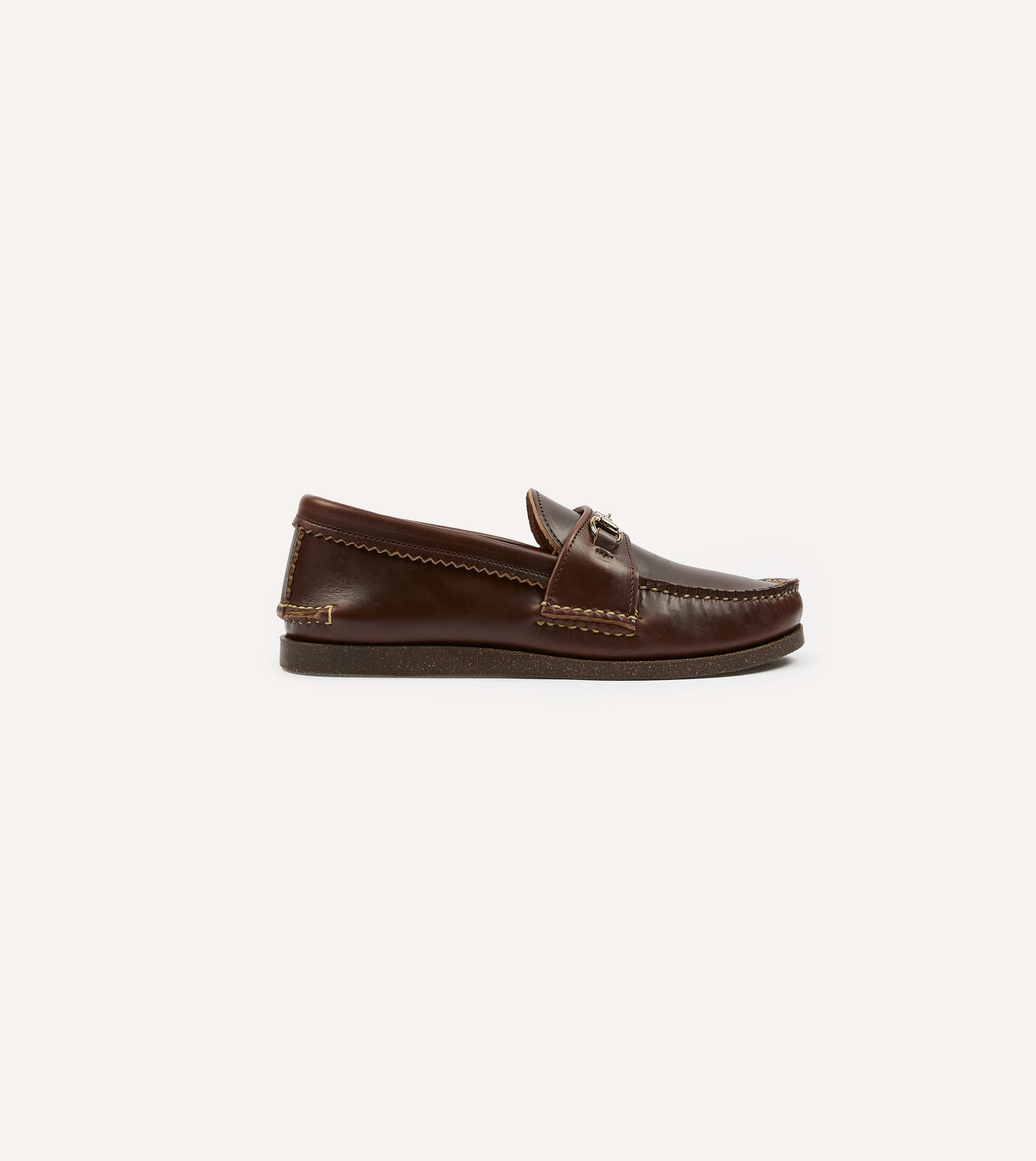 Yuketen Brown Leather Bit Loafer with Camp Sole - Image 6