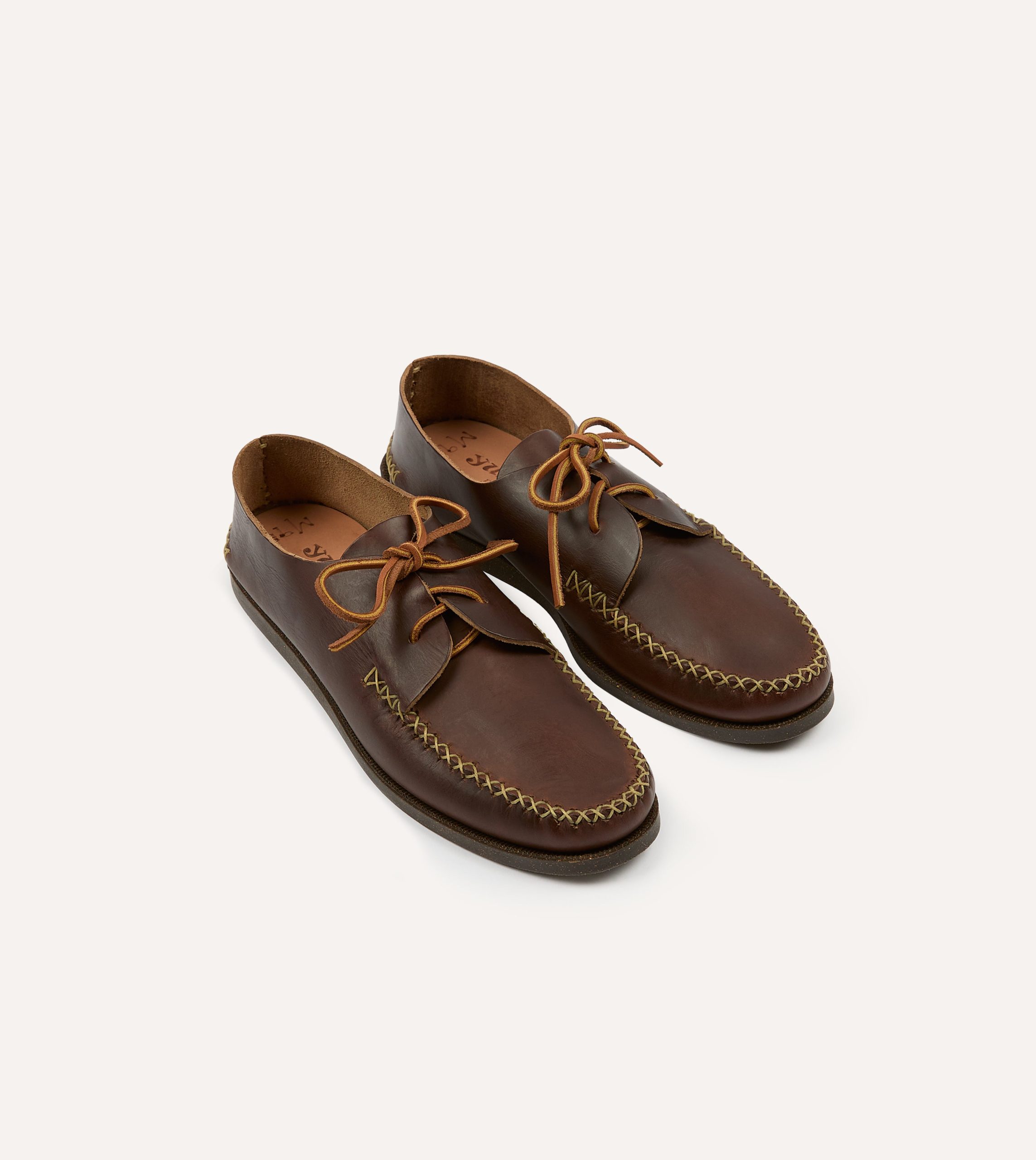 Yuketen Brown Two-Piece Oxford with Camp Sole