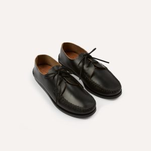 Yuketen Black Two-Piece Oxford with Camp Sole
