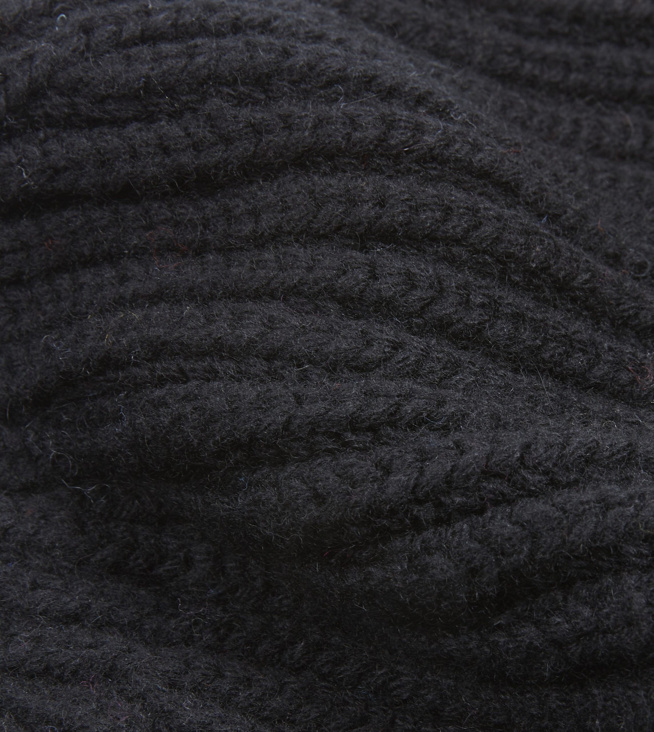 Black Cashmere Ribbed Knit Cap - Image 2