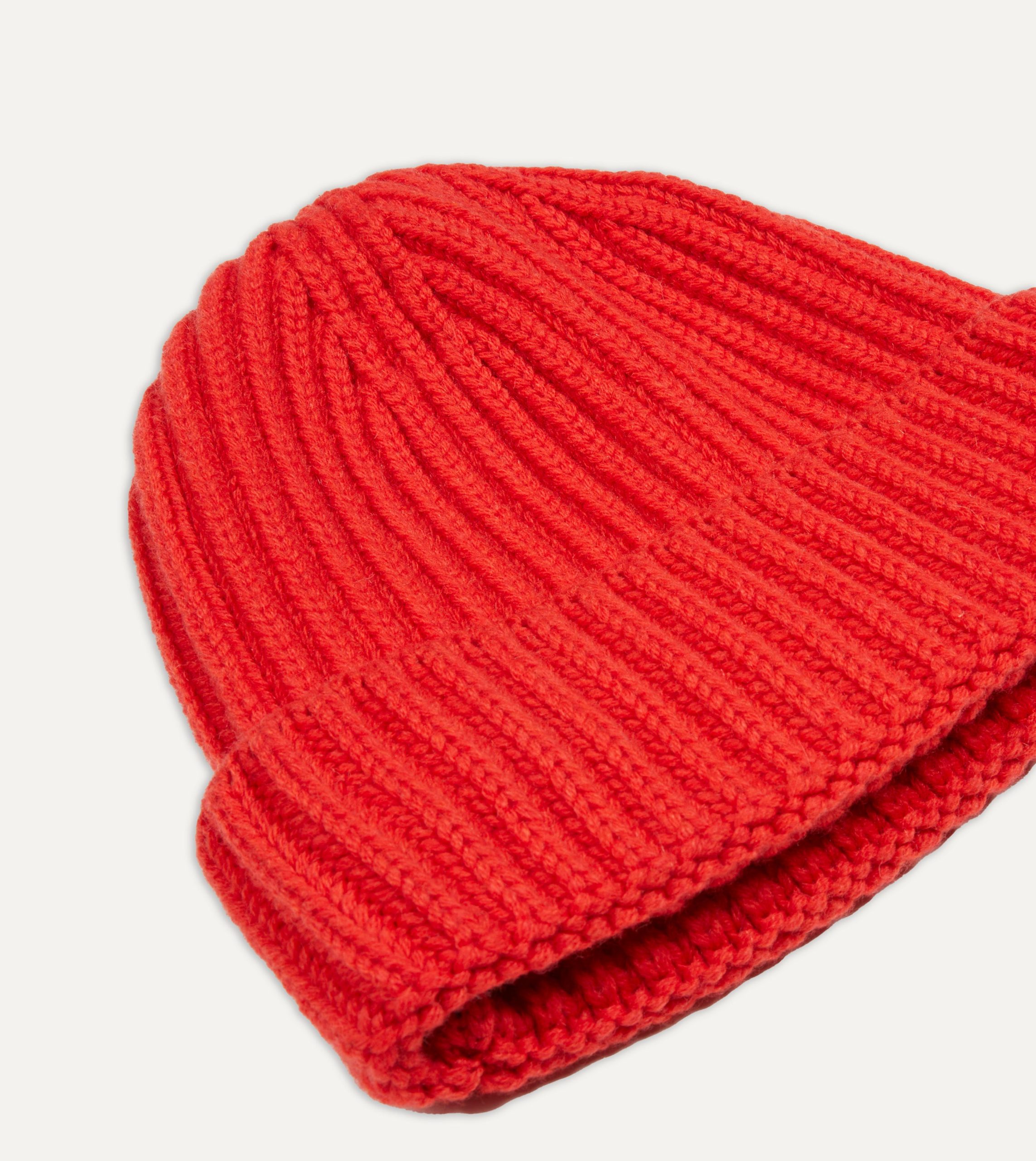 Orange Cashmere Ribbed Knit Cap - Image 4