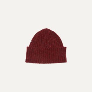 Red Donegal Ribbed Merino Knit Cap