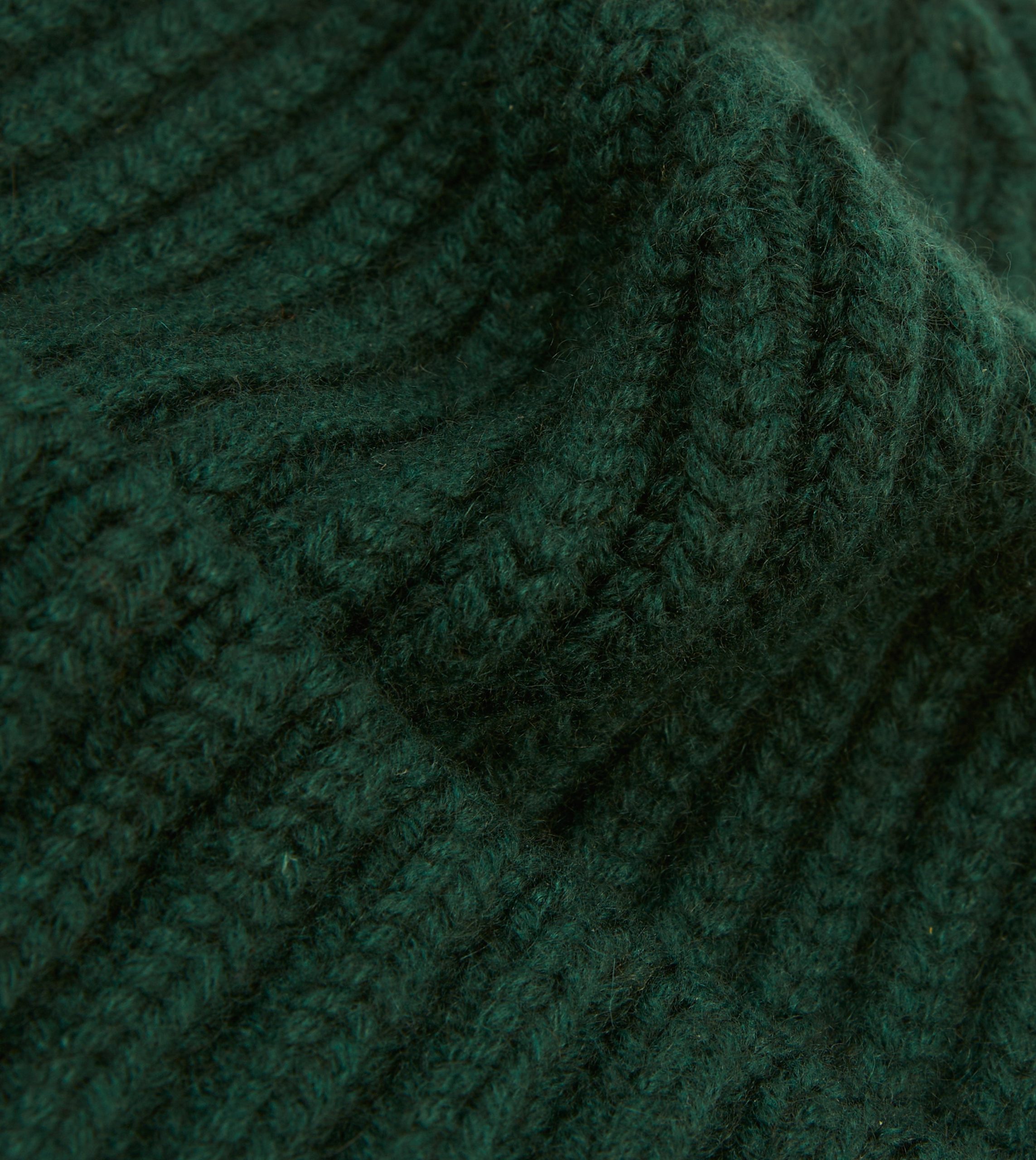 Forest Green Cashmere Ribbed Knit Cap - Image 2