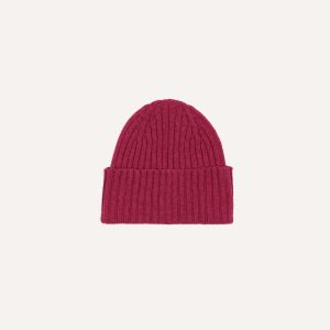 Fuchsia Lambswool Ribbed Knit Cap