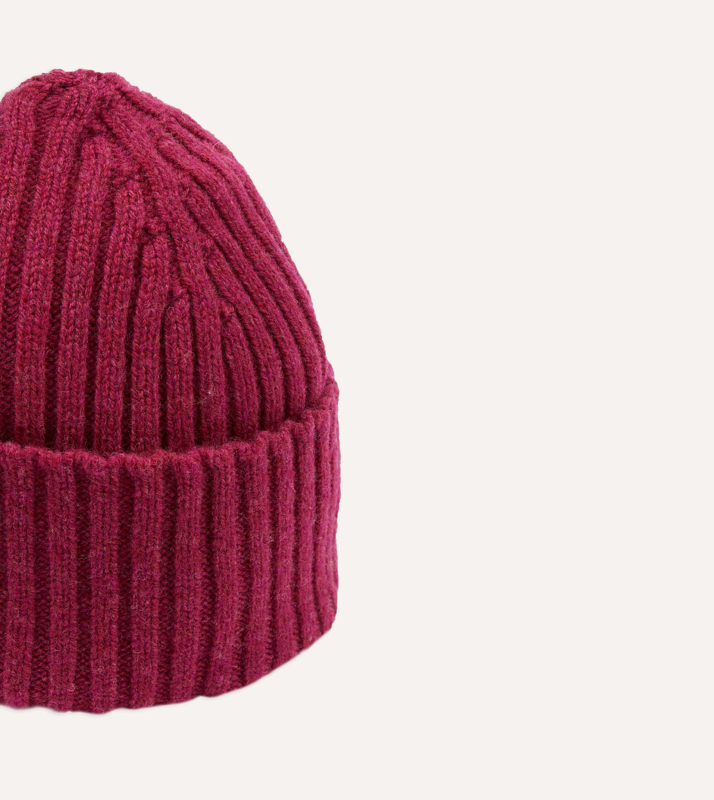 Fuchsia Lambswool Ribbed Knit Cap - Image 3