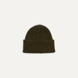 Green Ribbed Merino Donegal Knit Cap