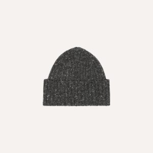 Grey Donegal Ribbed Merino Knit Cap