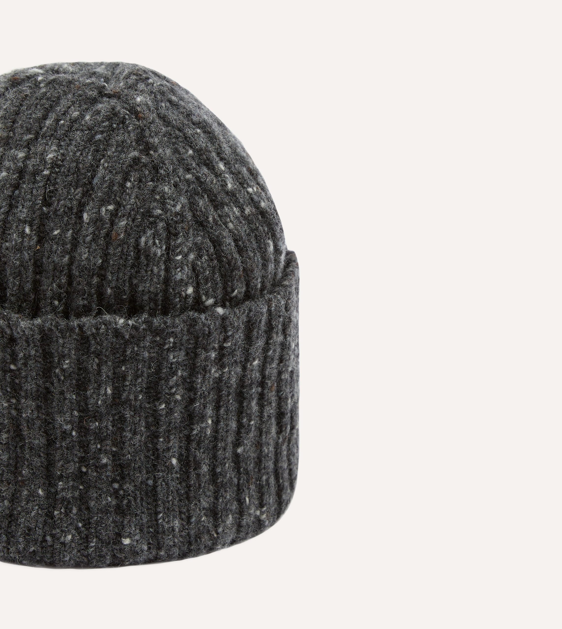 Grey Donegal Ribbed Merino Knit Cap - Image 3
