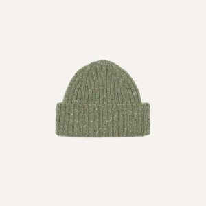 Light Green Donegal Ribbed Merino Knit Cap