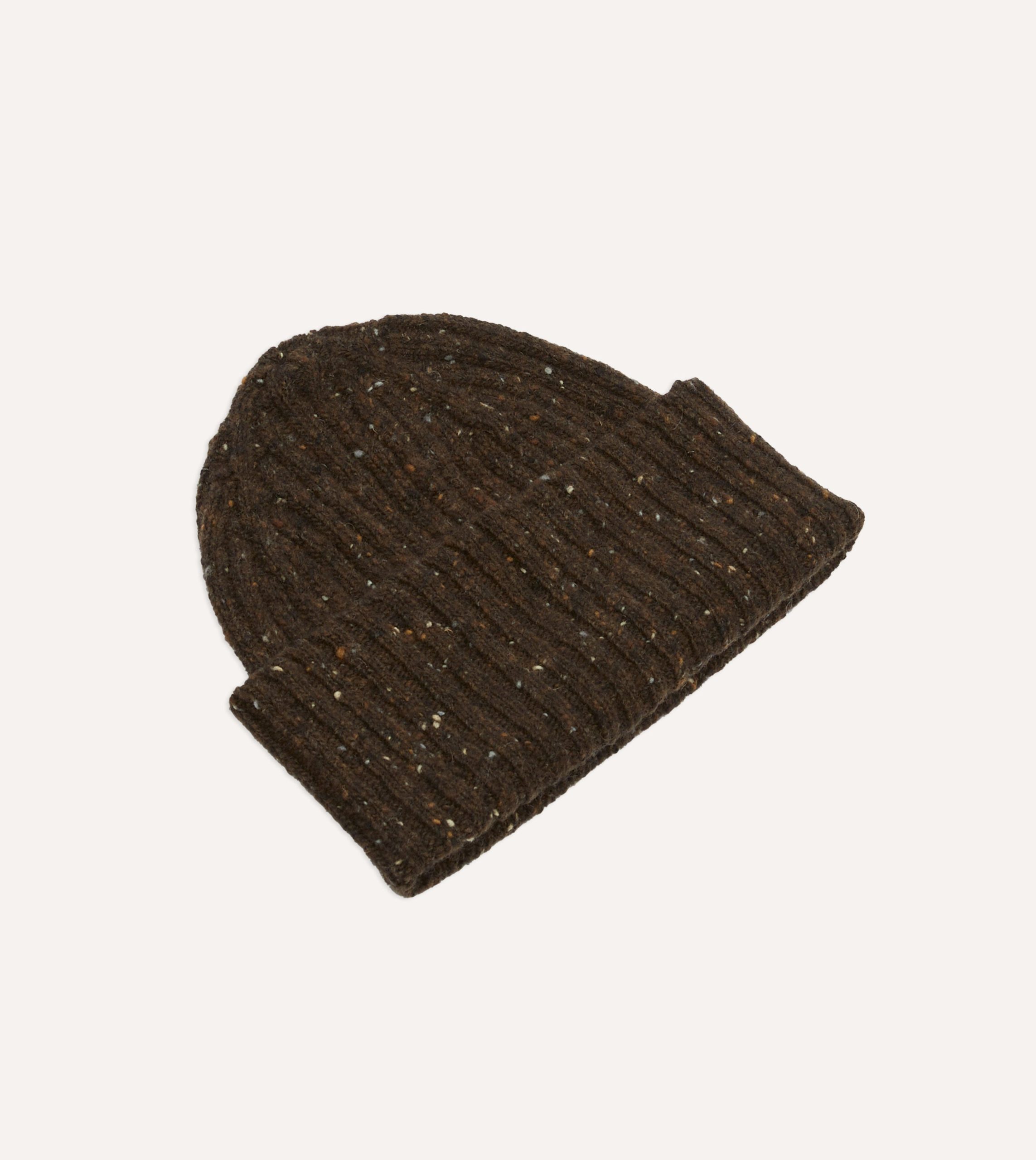 Brown Donegal Ribbed Merino Knit Cap - Image 4