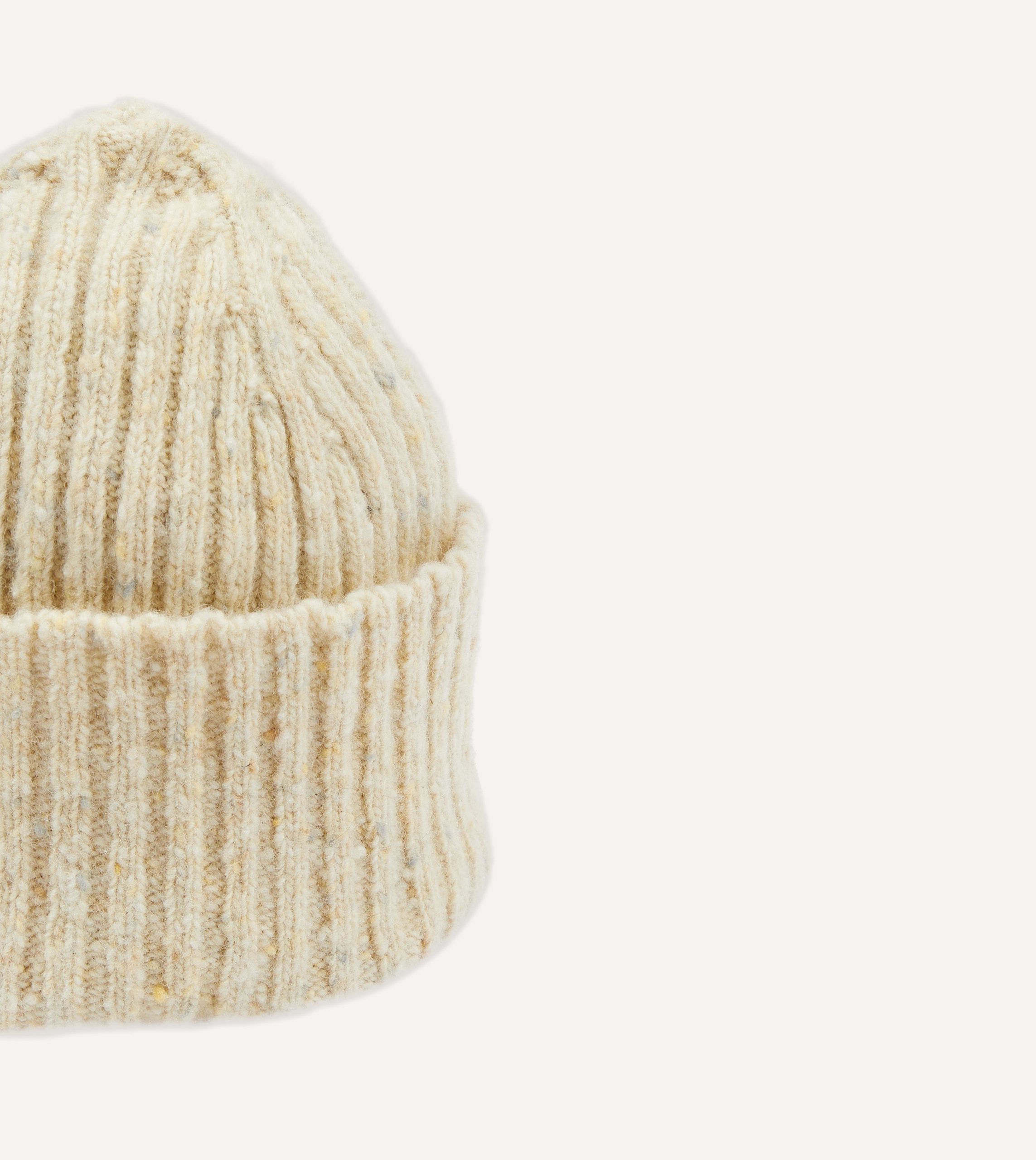 Oatmeal Donegal Ribbed Merino Knit Cap - Image 3