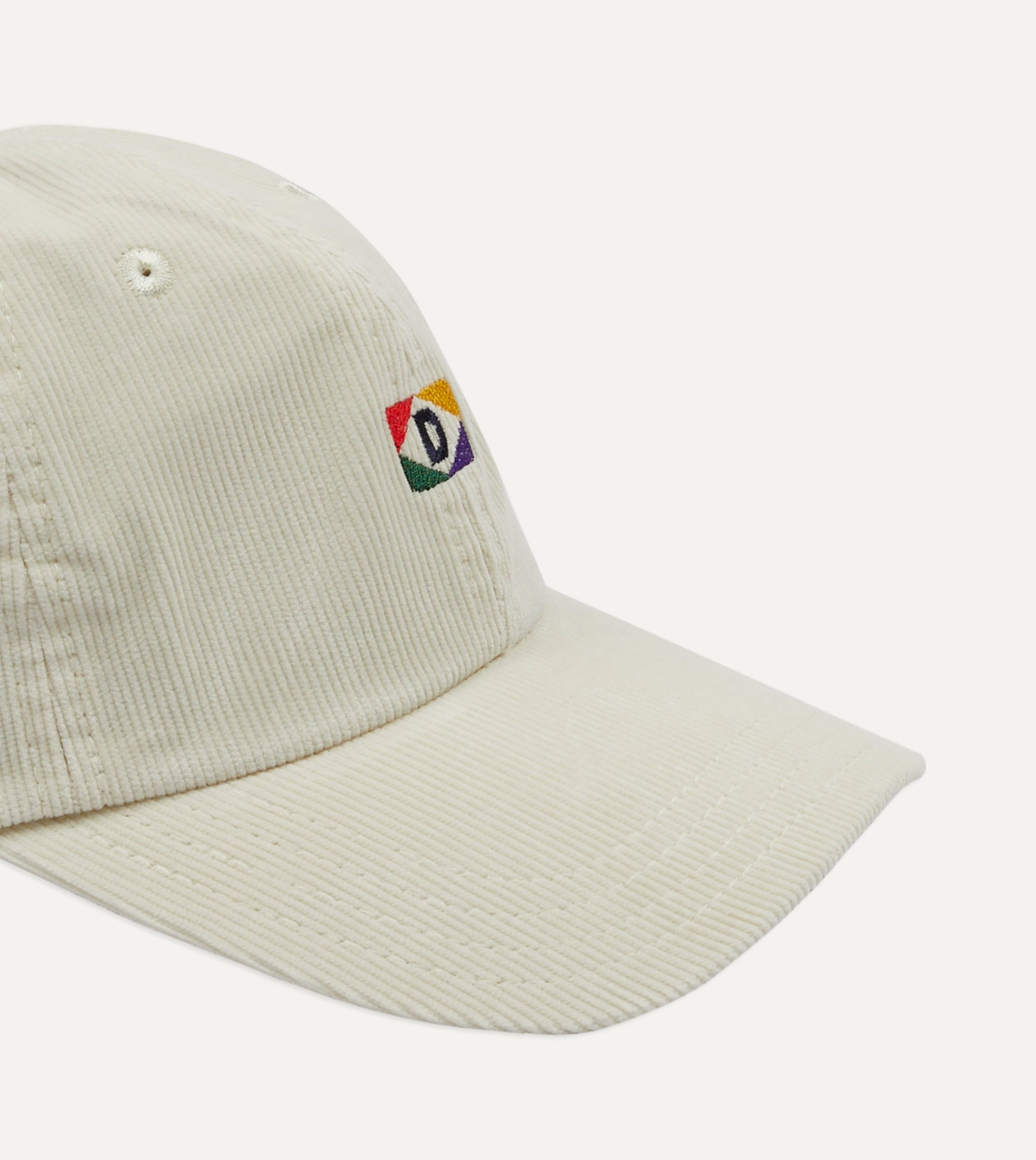 White 'D' Emblem Cotton Corduroy Baseball Cap - Image 3