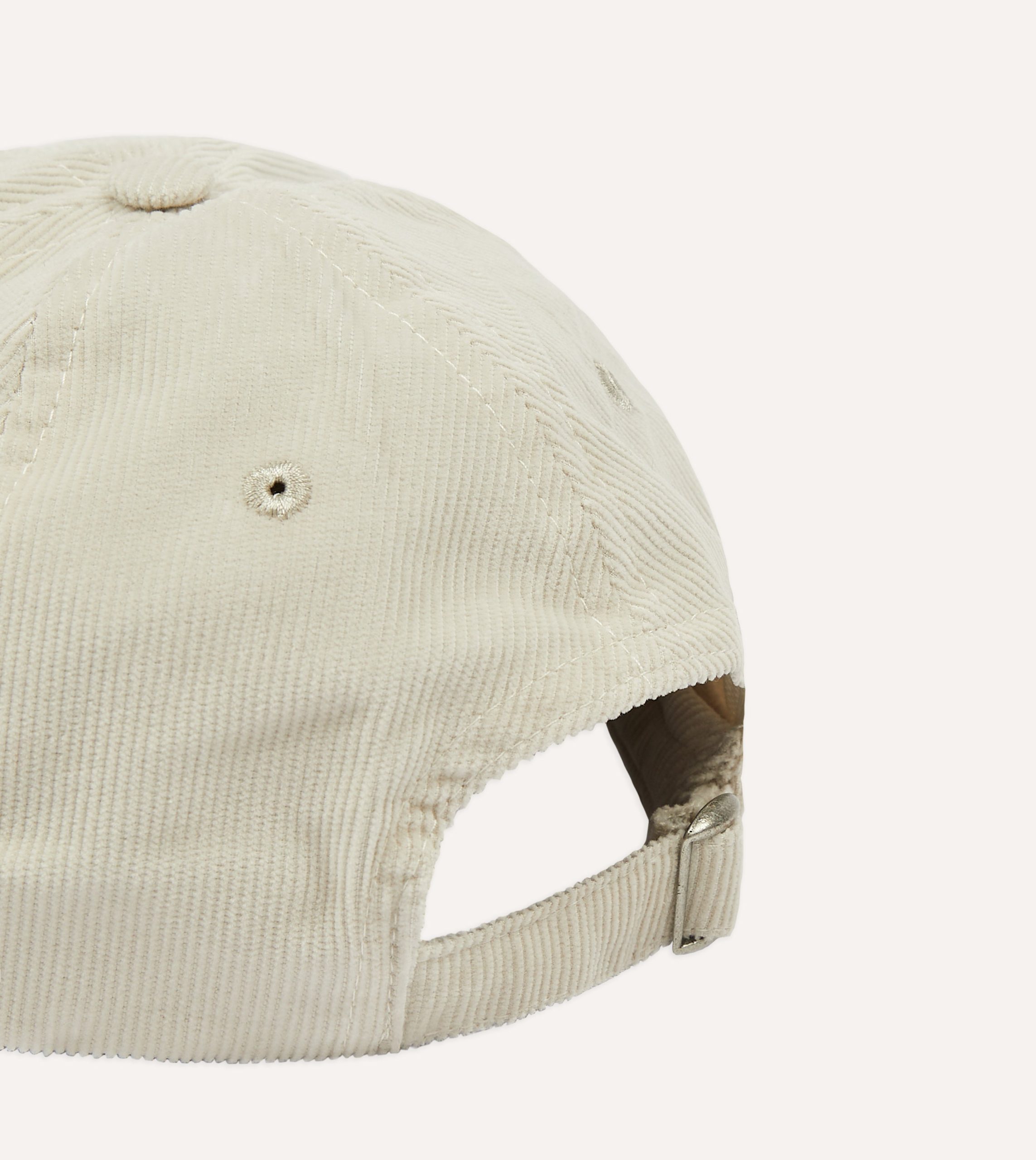 White Flowers Emblem Cotton Corduroy Baseball Cap - Image 2