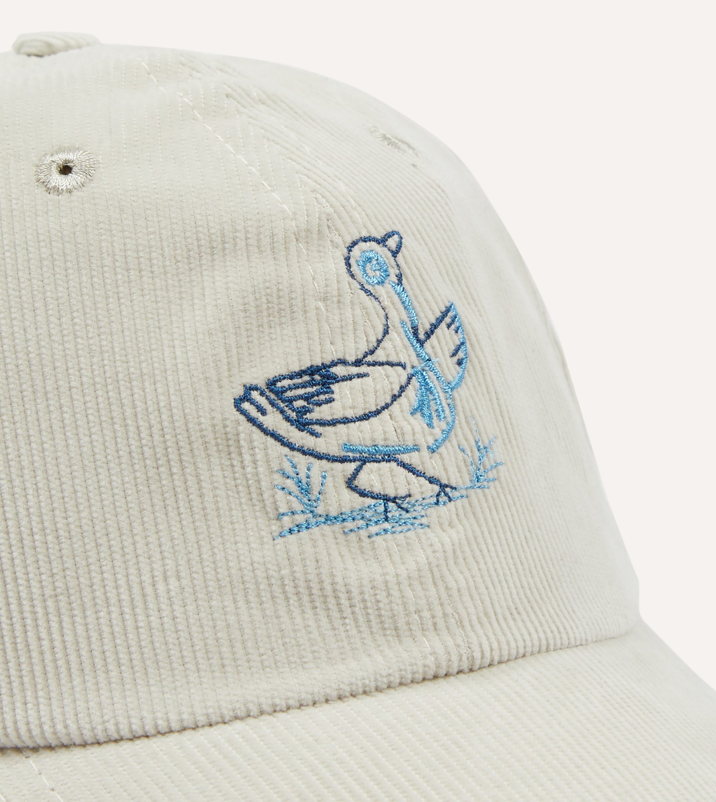 Antique White Duck Emblem Cotton Corduroy Baseball Cap - Image 3