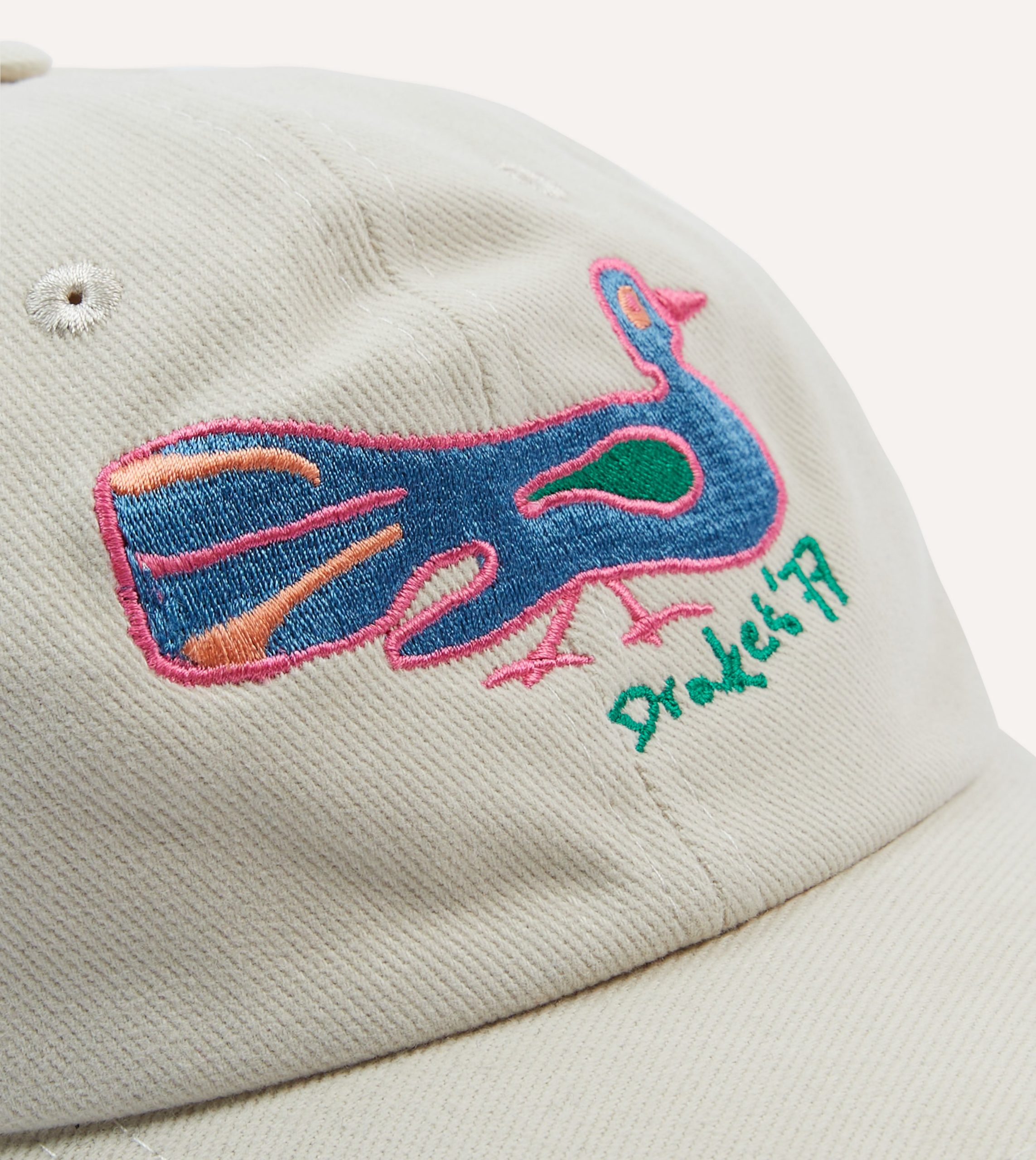 Ecru Peacock Emblem Cotton Baseball Cap - Image 3