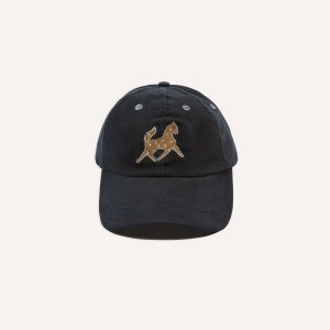 Navy Horse Emblem Moleskin Baseball Cap