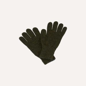 Olive Merino Wool Knitted Gloves
