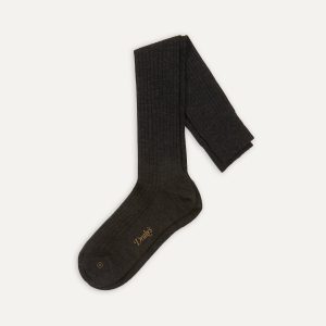 Dark Grey Wool Over-The-Calf Sock