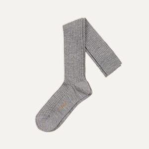 Light Grey Wool Over-The-Calf Socks