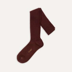 Burgundy Wool Over-The-Calf Socks