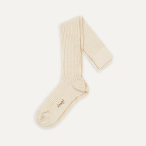 Ecru Wool Over-the-Calf Socks