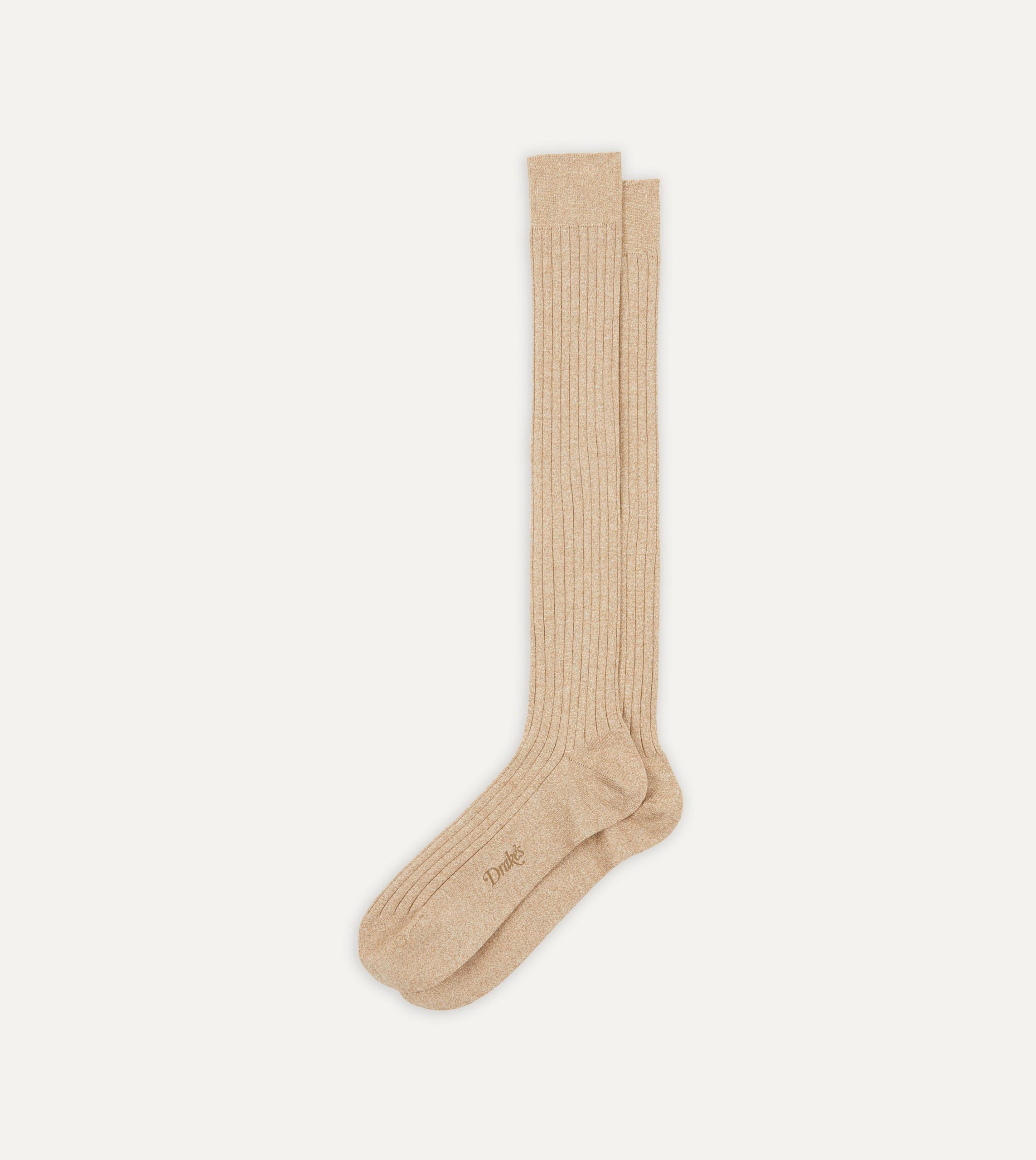Oatmeal Cotton Over-the-Calf Socks - Image 4