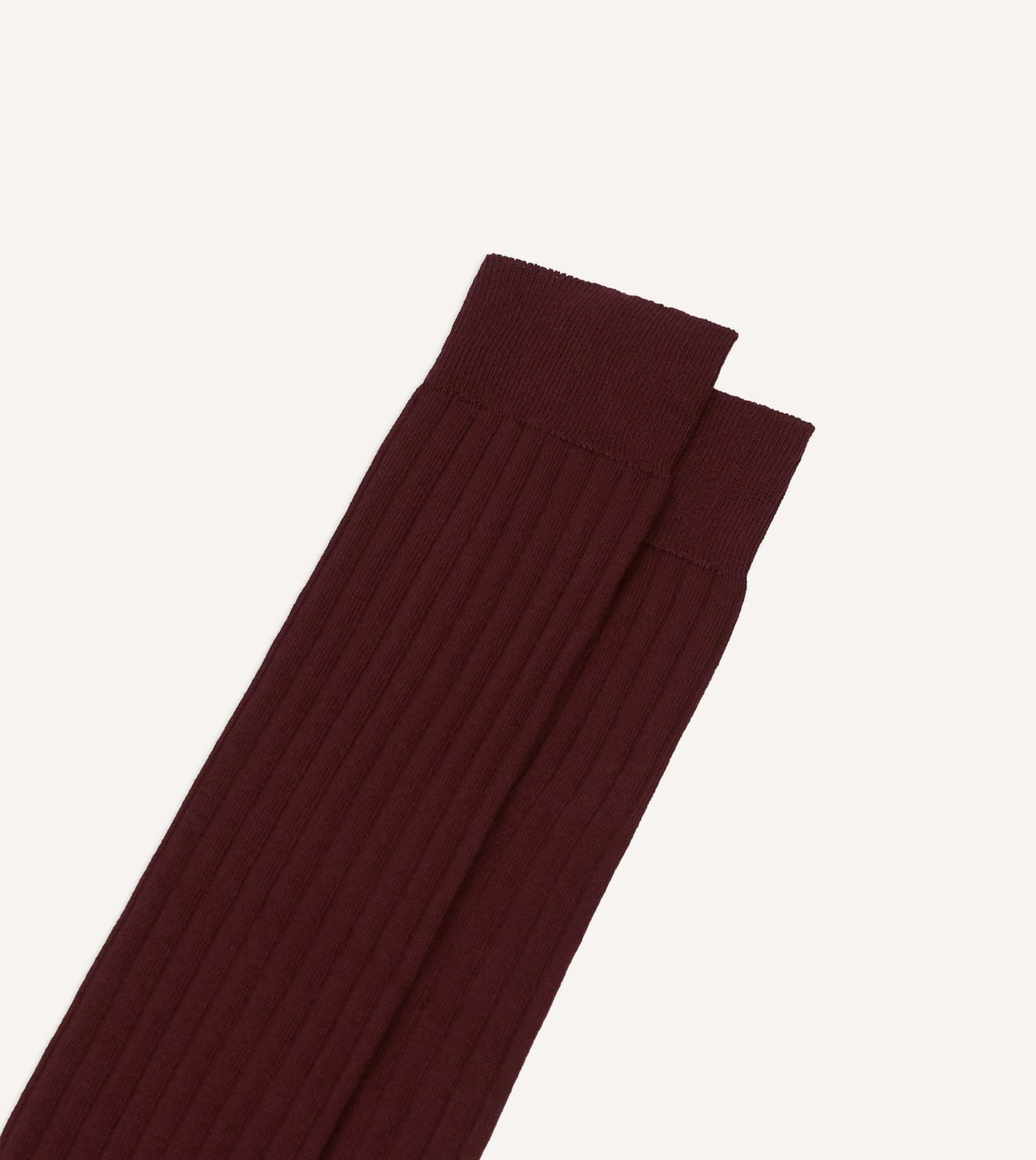 Burgundy Cotton Over-the-Calf Socks - Image 3