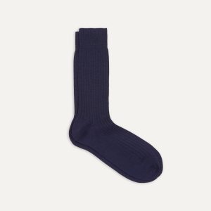 Navy Wool Mid-Calf Socks