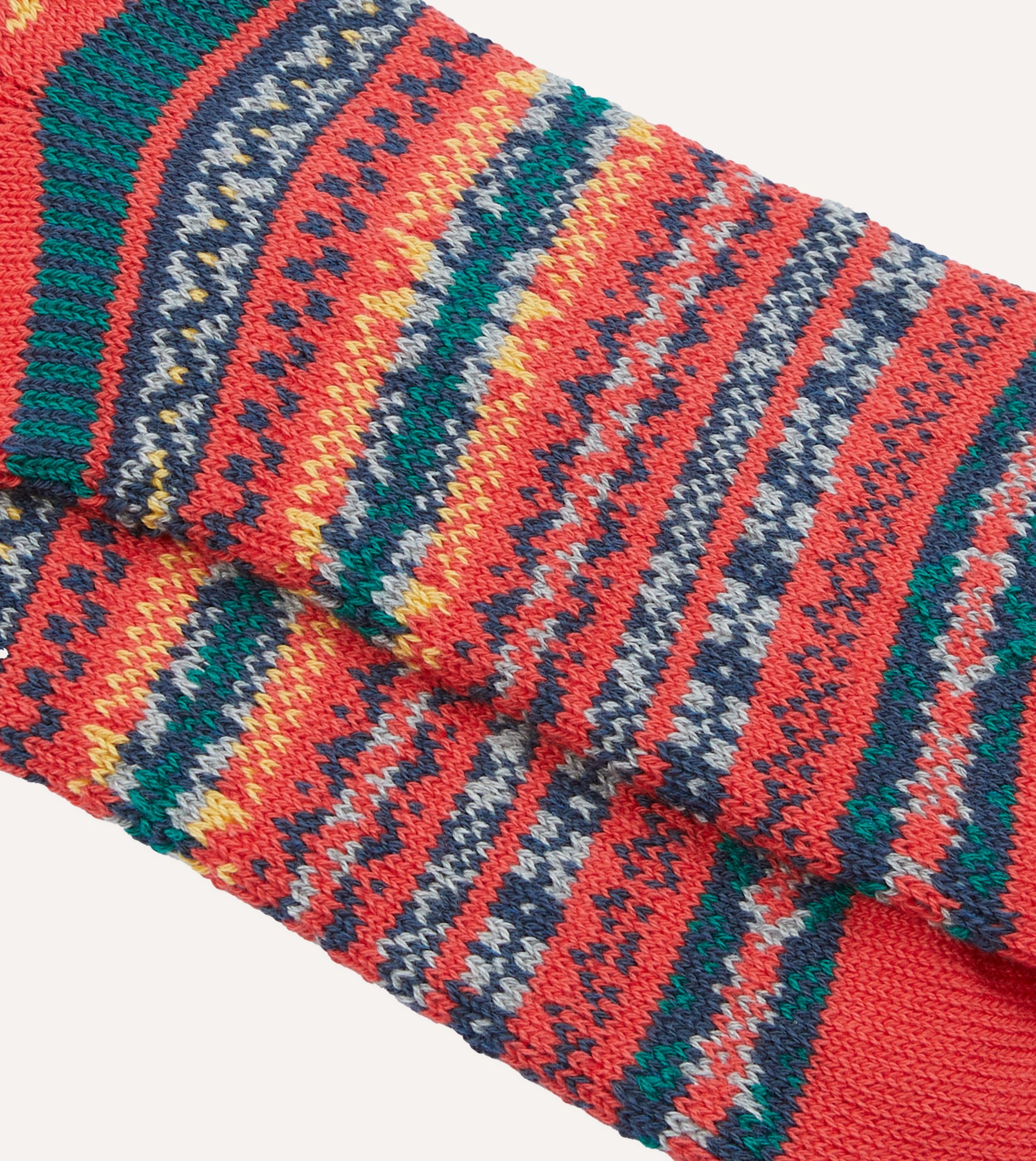 RoToTo Red Cotton Fair Isle Socks - Image 3