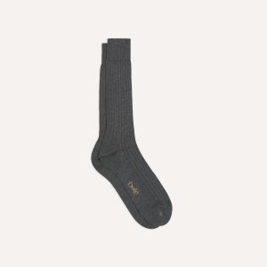 Charcoal Cotton Mid-Calf Socks