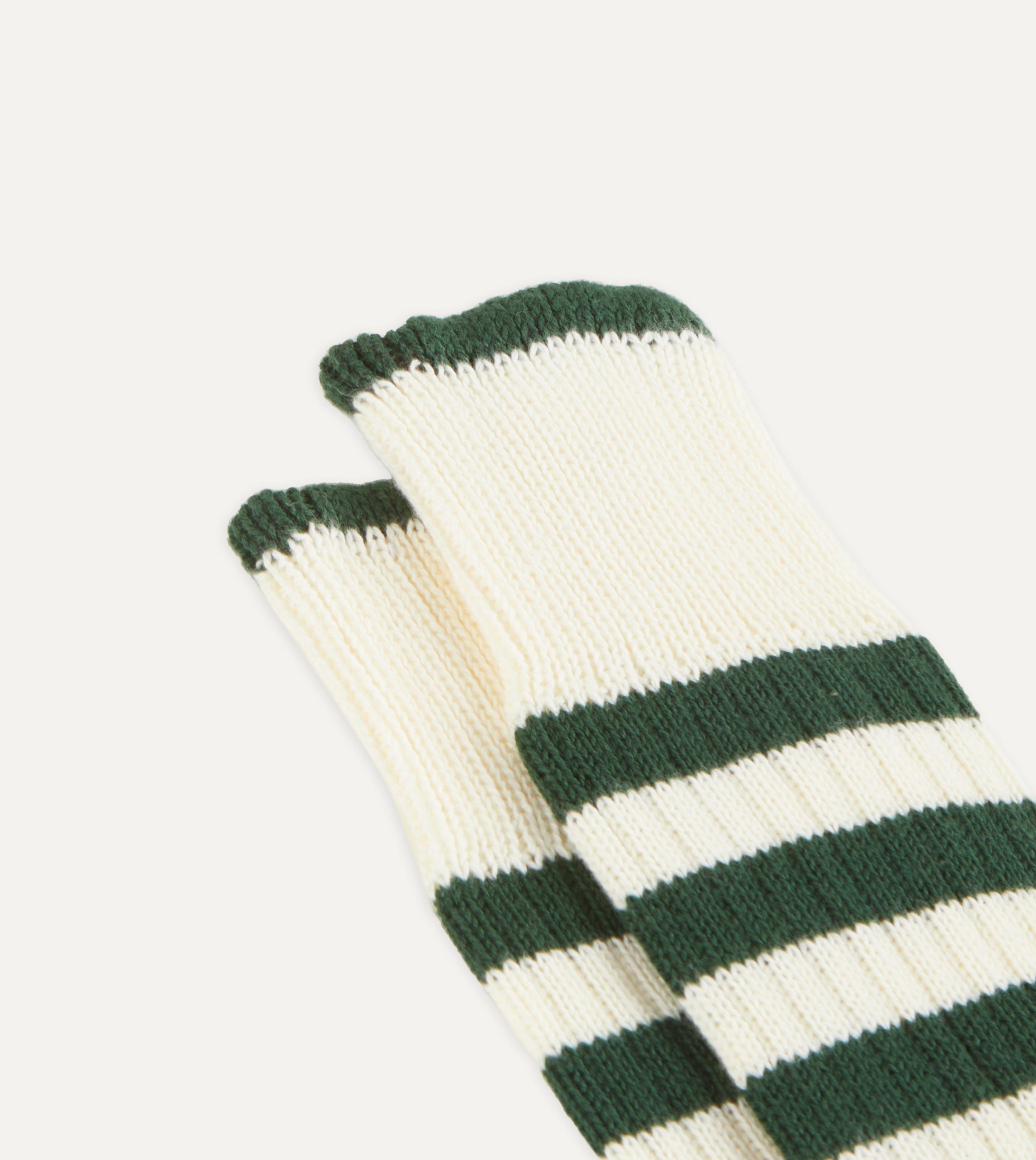 Green and Ecru Heavy Striped Sport Socks - Image 3