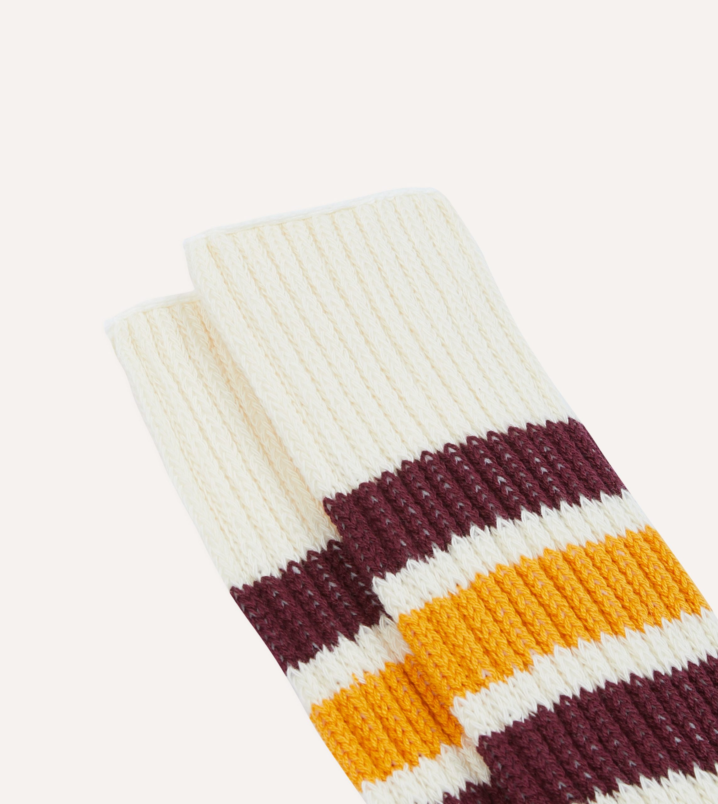 RoToTo Burgundy and Yellow Cotton Crew Socks - Image 2