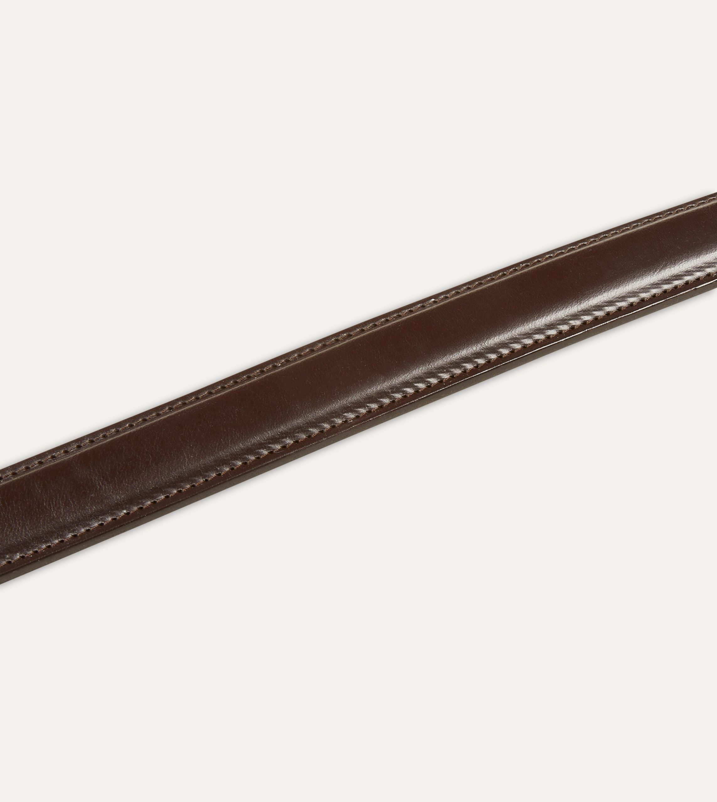 Dark Brown Fully Lined Bridle Leather Belt with Brass Buckle - Image 4