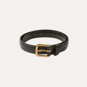 Black Fully Lined Bridle Leather Belt with Brass Buckle